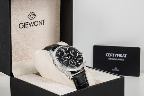 Zegarek Męski Giewont Chronograph Sapphire Srebrno Czarny GW6260-A2 Giewont