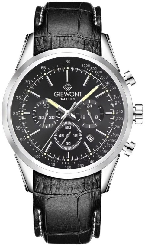 Zegarek Męski Giewont Chronograph Sapphire Srebrno Czarny GW7650-A2 Giewont