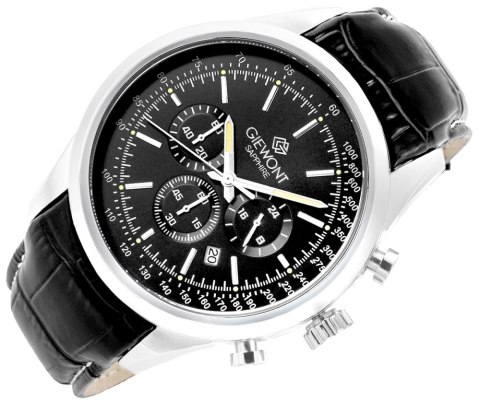 Zegarek Męski Giewont Chronograph Sapphire Srebrno Czarny GW7650-A2 Giewont