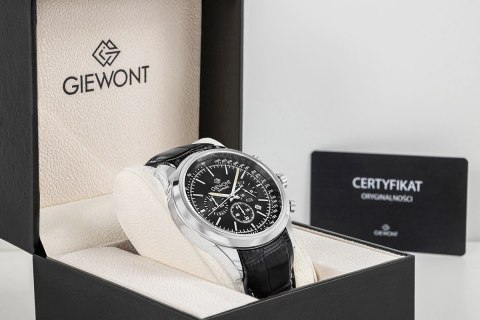 Zegarek Męski Giewont Chronograph Sapphire Srebrno Czarny GW7650-A2 Giewont