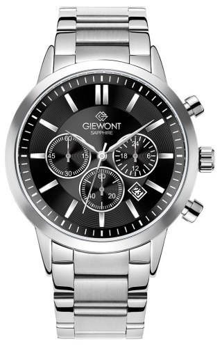 Zegarek Męski Giewont Chronograph Sapphire Srebrno Czarny GW8510-B1 Giewont