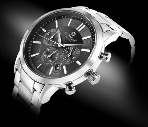 Zegarek Męski Giewont Chronograph Sapphire Srebrno Czarny GW8510-B1 Giewont