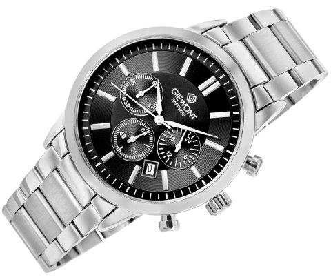 Zegarek Męski Giewont Chronograph Sapphire Srebrno Czarny GW8510-B1 Giewont