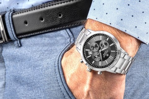 Zegarek Męski Giewont Chronograph Sapphire Srebrno Czarny GW8510-B1 Giewont