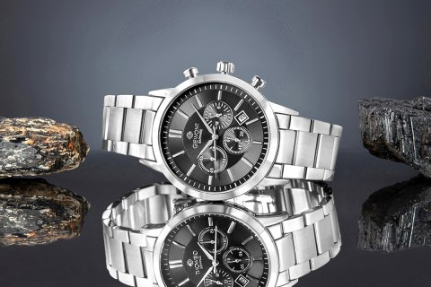 Zegarek Męski Giewont Chronograph Sapphire Srebrno Czarny GW8510-B1 Giewont