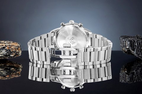 Zegarek Męski Giewont Chronograph Sapphire Srebrno Czarny GW8510-B1 Giewont
