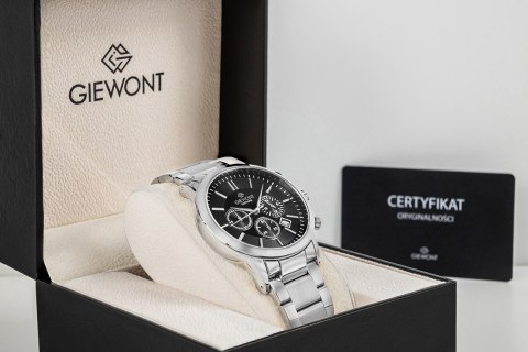 Zegarek Męski Giewont Chronograph Sapphire Srebrno Czarny GW8510-B1 Giewont
