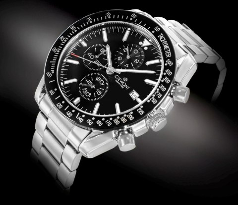 Zegarek Męski Giewont Chronograph Sapphire Srebrno Czarny GW8720-B2 Giewont