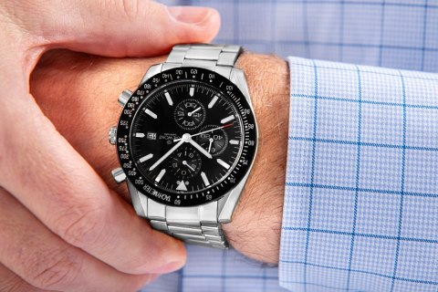 Zegarek Męski Giewont Chronograph Sapphire Srebrno Czarny GW8720-B2 Giewont