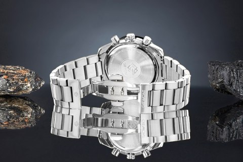 Zegarek Męski Giewont Chronograph Sapphire Srebrno Czarny GW8720-B2 Giewont