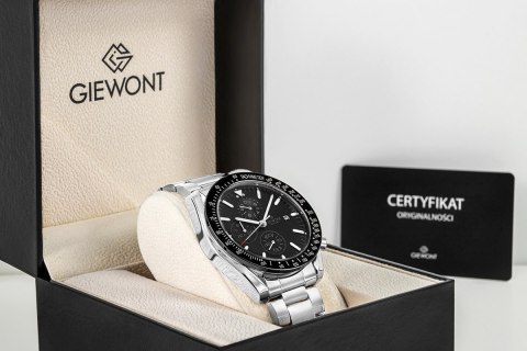 Zegarek Męski Giewont Chronograph Sapphire Srebrno Czarny GW8720-B2 Giewont