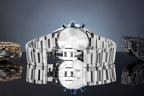 Zegarek Męski Giewont Chronograph Sapphire Srebrno Czarny GW9140-B1 Giewont