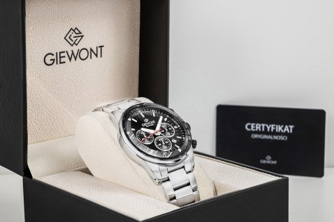 Zegarek Męski Giewont Chronograph Sapphire Srebrno Czarny GW9140-B1 Giewont