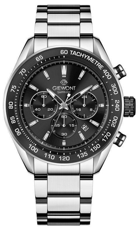 Zegarek Męski Giewont Chronograph Sapphire Srebrno Czarny GW9580-B1 Giewont