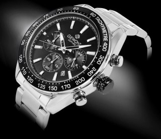Zegarek Męski Giewont Chronograph Sapphire Srebrno Czarny GW9580-B1 Giewont