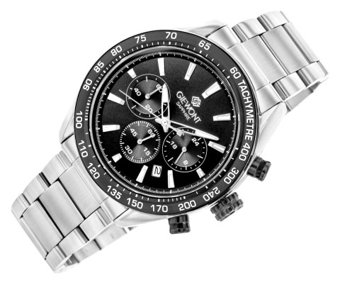 Zegarek Męski Giewont Chronograph Sapphire Srebrno Czarny GW9580-B1 Giewont