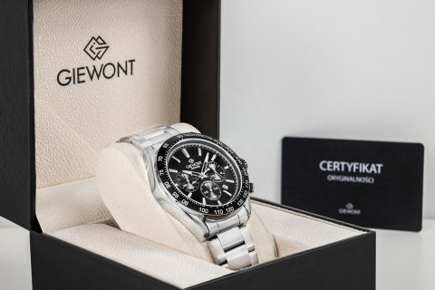 Zegarek Męski Giewont Chronograph Sapphire Srebrno Czarny GW9580-B1 Giewont