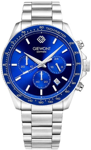 Zegarek Męski Giewont Chronograph Sapphire Srebrno Niebieski GW3520-B3 Giewont