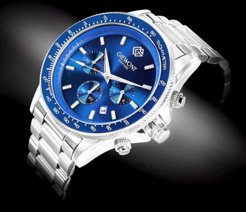 Zegarek Męski Giewont Chronograph Sapphire Srebrno Niebieski GW3520-B3 Giewont