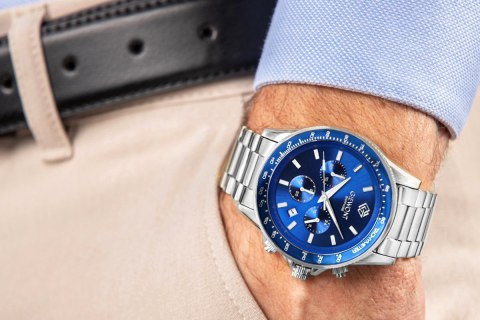 Zegarek Męski Giewont Chronograph Sapphire Srebrno Niebieski GW3520-B3 Giewont