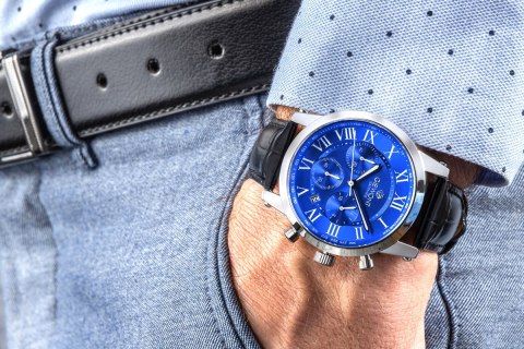Zegarek Męski Giewont Chronograph Sapphire Srebrno Niebieski GW6260-A4 Giewont
