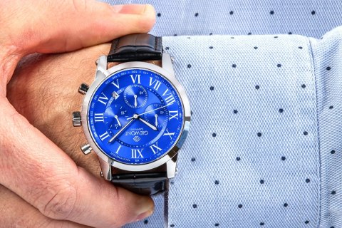 Zegarek Męski Giewont Chronograph Sapphire Srebrno Niebieski GW6260-A4 Giewont