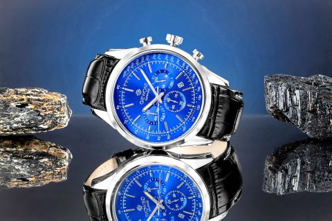 Zegarek Męski Giewont Chronograph Sapphire Srebrno Niebieski GW7650-A3 Giewont