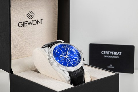 Zegarek Męski Giewont Chronograph Sapphire Srebrno Niebieski GW7650-A3 Giewont