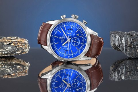 Zegarek Męski Giewont Chronograph Sapphire Srebrno Niebieski GW7650-A5 Giewont