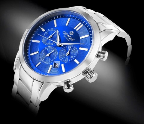 Zegarek Męski Giewont Chronograph Sapphire Srebrno Niebieski GW8510-B3 Giewont