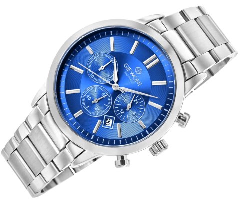 Zegarek Męski Giewont Chronograph Sapphire Srebrno Niebieski GW8510-B3 Giewont