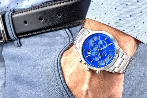 Zegarek Męski Giewont Chronograph Sapphire Srebrno Niebieski GW8510-B3 Giewont