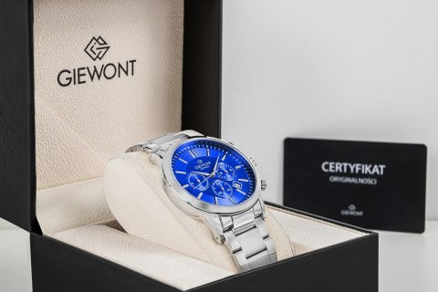 Zegarek Męski Giewont Chronograph Sapphire Srebrno Niebieski GW8510-B3 Giewont