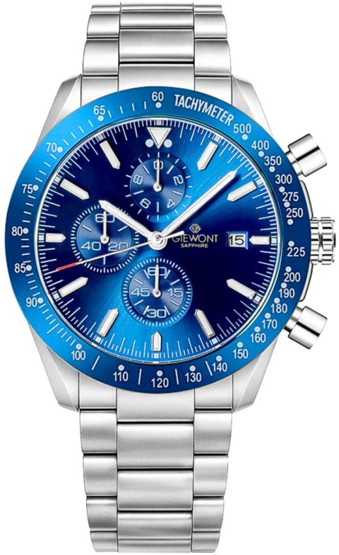 Zegarek Męski Giewont Chronograph Sapphire Srebrno Niebieski GW8720-B3 Giewont