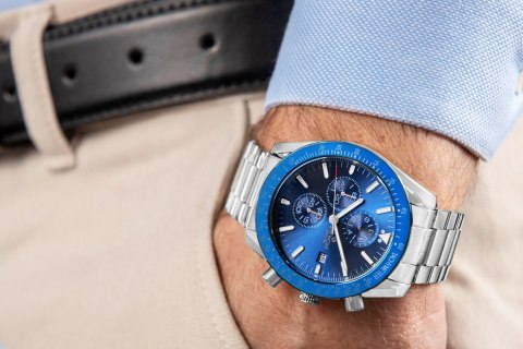 Zegarek Męski Giewont Chronograph Sapphire Srebrno Niebieski GW8720-B3 Giewont