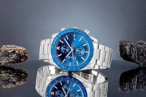 Zegarek Męski Giewont Chronograph Sapphire Srebrno Niebieski GW8720-B3 Giewont