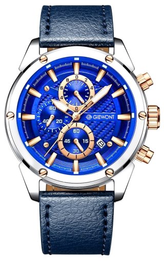 Zegarek Męski Giewont Chronograph Sapphire Srebrno Niebieski GW8810-A2 Giewont