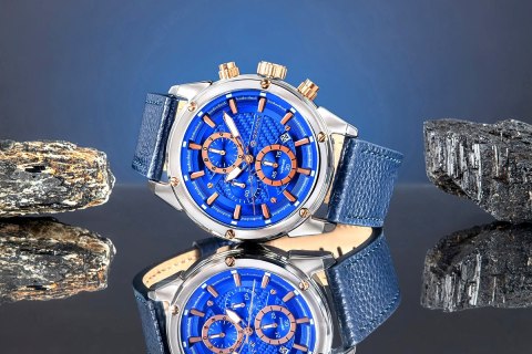 Zegarek Męski Giewont Chronograph Sapphire Srebrno Niebieski GW8810-A2 Giewont