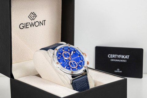 Zegarek Męski Giewont Chronograph Sapphire Srebrno Niebieski GW8810-A2 Giewont