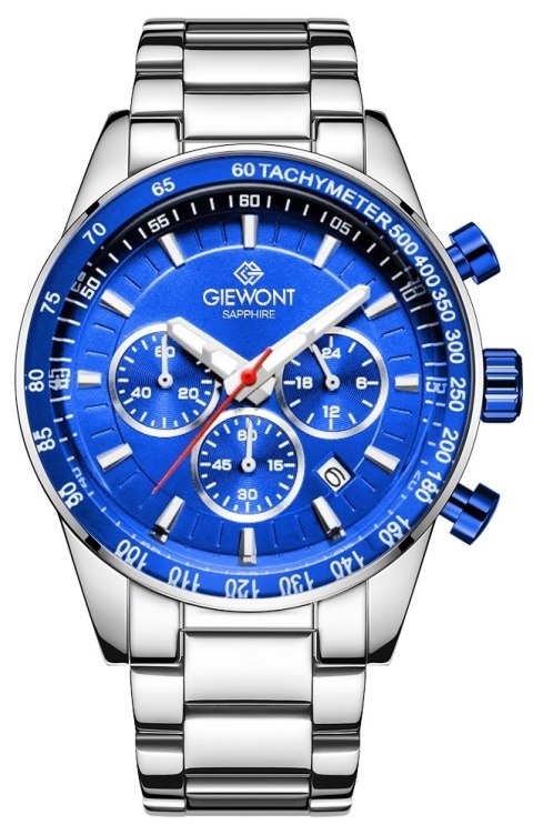 Zegarek Męski Giewont Chronograph Sapphire Srebrno Niebieski GW9140-B3 Giewont