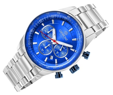 Zegarek Męski Giewont Chronograph Sapphire Srebrno Niebieski GW9140-B3 Giewont