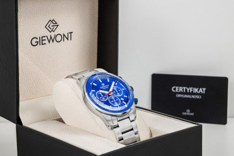 Zegarek Męski Giewont Chronograph Sapphire Srebrno Niebieski GW9140-B3 Giewont