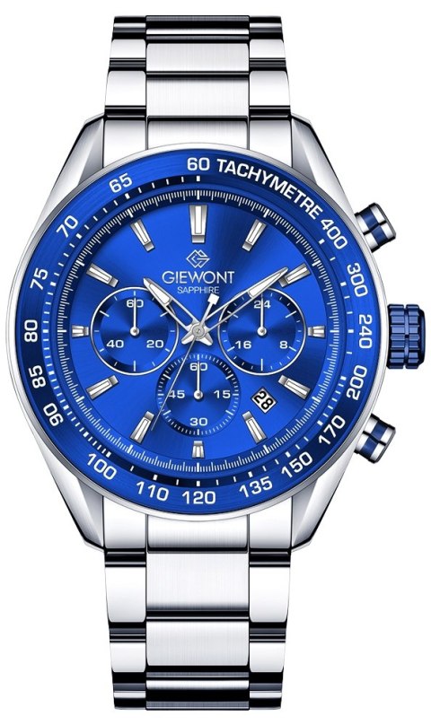 Zegarek Męski Giewont Chronograph Sapphire Srebrno Niebieski GW9580-B3 Giewont