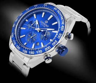Zegarek Męski Giewont Chronograph Sapphire Srebrno Niebieski GW9580-B3 Giewont