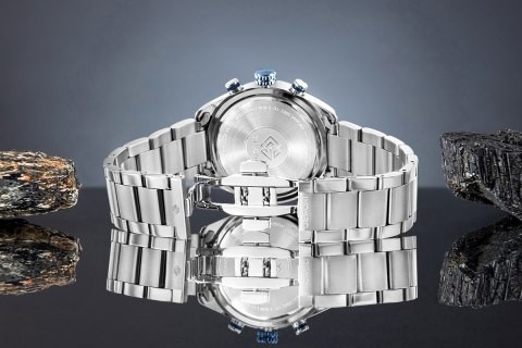 Zegarek Męski Giewont Chronograph Sapphire Srebrno Niebieski GW9580-B3 Giewont