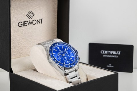 Zegarek Męski Giewont Chronograph Sapphire Srebrno Niebieski GW9580-B3 Giewont