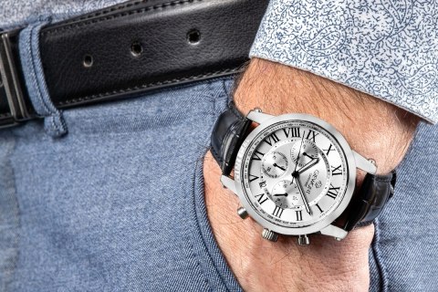 Zegarek Męski Giewont Chronograph Sapphire Srebrny GW6260-A1 Giewont