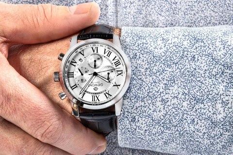 Zegarek Męski Giewont Chronograph Sapphire Srebrny GW6260-A1 Giewont
