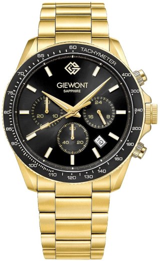 Zegarek Męski Giewont Chronograph Sapphire Złoto Czarny GW3520-B4 Giewont