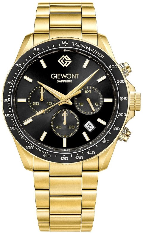 Zegarek Męski Giewont Chronograph Sapphire Złoto Czarny GW3520-B4 Giewont